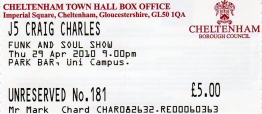 CRAIG CHARLES Ticket